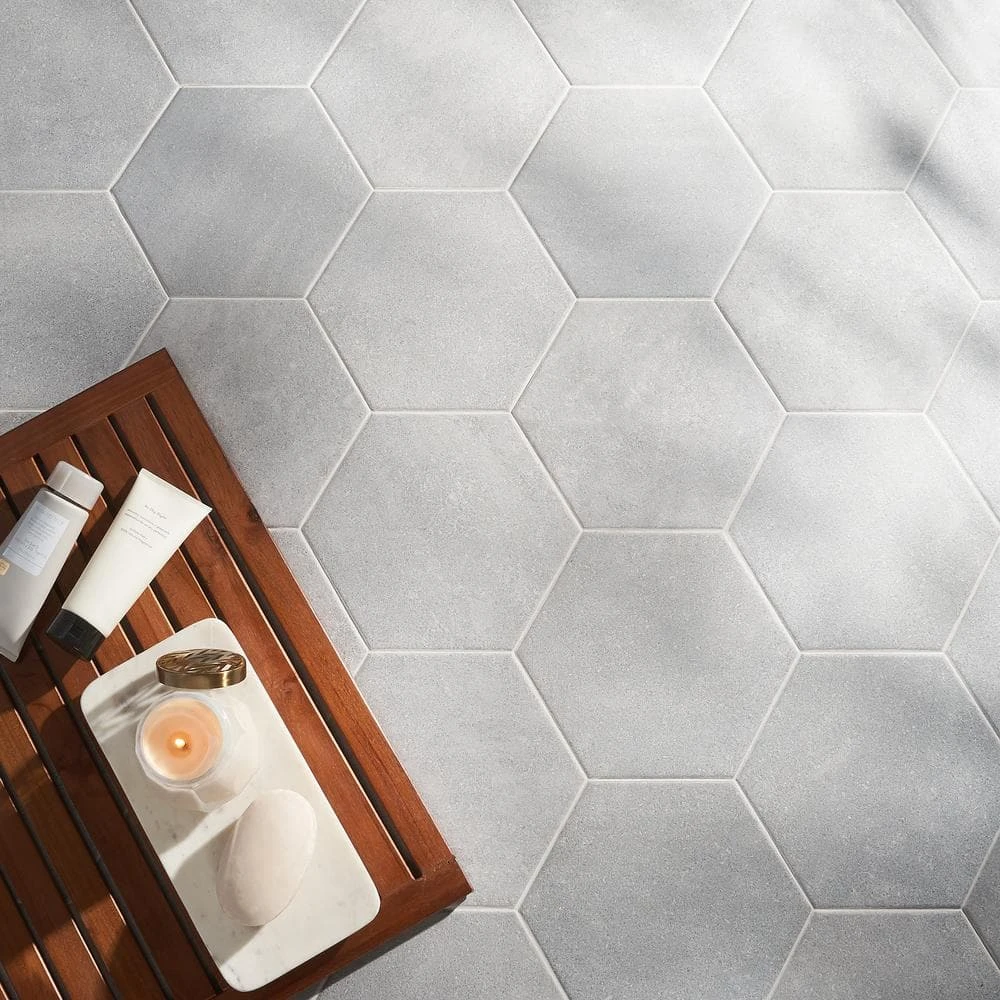 Sanskrit Gray Hex 8.86 in. x 10.20 in. Matte Porcelain Floor and Wall Tile (9.47 sq. ft./Case) by Ivy Hill Tile 4 Sanskrit Gray Hex 8.86 in. x 10.20 in. Matte Porcelain Floor and Wall Tile (9.47 sq. ft./Case) by Ivy Hill Tile - Image 2