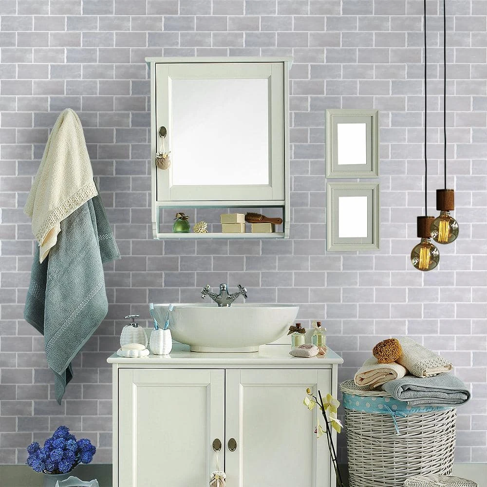 Simply Grey 3 in. x 6 in. Subway Gloss Textured Ceramic Wall Tile (10 sq. ft./Case) by Jeffrey Court 4 Simply Grey 3 in. x 6 in. Subway Gloss Textured Ceramic Wall Tile (10 sq. ft./Case) by Jeffrey Court - Image 2