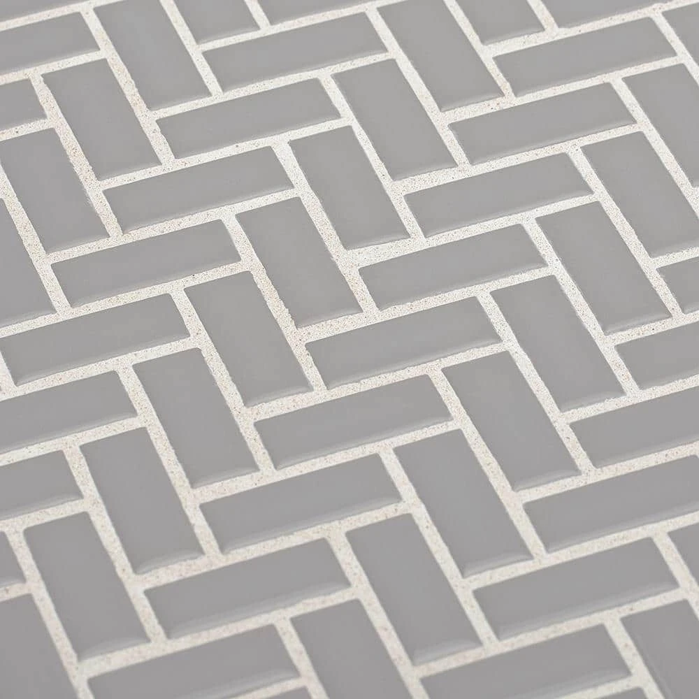Wolfe Grey Herringbone 10.25 in. x 11 in. Glossy Ceramic Mosaic Tile (7.83 sq. ft./Case) by Jeffrey Court 6 Wolfe Grey Herringbone 10.25 in. x 11 in. Glossy Ceramic Mosaic Tile (7.83 sq. ft./Case) by Jeffrey Court - Image 4