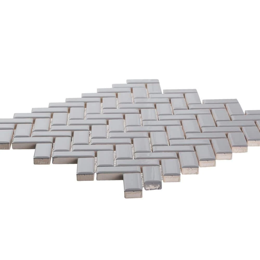 Wolfe Grey Herringbone 10.25 in. x 11 in. Glossy Ceramic Mosaic Tile (7.83 sq. ft./Case) by Jeffrey Court 5 Wolfe Grey Herringbone 10.25 in. x 11 in. Glossy Ceramic Mosaic Tile (7.83 sq. ft./Case) by Jeffrey Court - Image 3