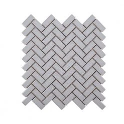 Wolfe Grey Herringbone 10.25 in. x 11 in. Glossy Ceramic Mosaic Tile (7.83 sq. ft./Case) by Jeffrey Court