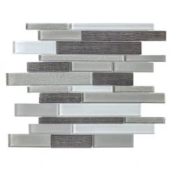 Forest Folly Gray 11.625 in. x 11.5 in. Interlocking Glass Mosaic Tile (0.928 sq. ft./Each) by Jeffrey Court