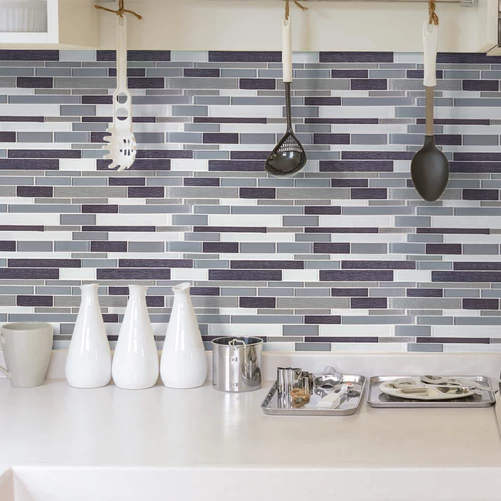 Forest Folly Gray 11.625 in. x 11.5 in. Interlocking Glass Mosaic Tile (13.92 sq. ft./Case) by Jeffrey Court 4 Forest Folly Gray 11.625 in. x 11.5 in. Interlocking Glass Mosaic Tile (13.92 sq. ft./Case) by Jeffrey Court - Image 2
