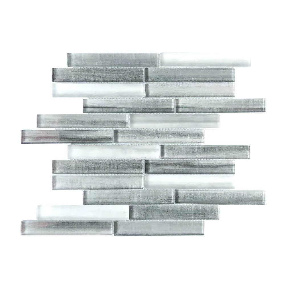 Illusion Haze Gray 11.625 in. x 11.625 in. Interlocking Gloss Glass Mosaic Tile (14.07 sq. ft./Case) by Jeffrey Court 3 Illusion Haze Gray 11.625 in. x 11.625 in. Interlocking Gloss Glass Mosaic Tile (14.07 sq. ft./Case) by Jeffrey Court