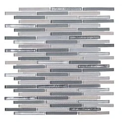 Mirage Gray 11 in. x 11.75 in. Interlocking Glass Mosaic Wall Tile (13.46 sq. ft./Case) by Jeffrey Court