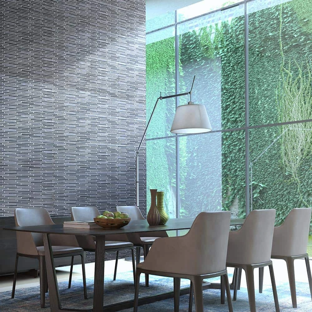 Mirage Gray 11 in. x 11.75 in. Interlocking Glass Mosaic Wall Tile (13.46 sq. ft./Case) by Jeffrey Court 4 Mirage Gray 11 in. x 11.75 in. Interlocking Glass Mosaic Wall Tile (13.46 sq. ft./Case) by Jeffrey Court - Image 2