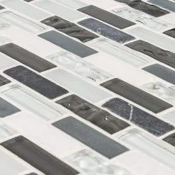 Silver Tradition Mini Brick Gray 9.75 in. x 11.875 in. Interlocking Mixed Glass/Marble Mosaic Tile (8.04 sq. ft./Case) by Jeffrey Court 10 Silver Tradition Mini Brick Gray 9.75 in. x 11.875 in. Interlocking Mixed Glass/Marble Mosaic Tile (8.04 sq. ft./Case) by Jeffrey Court -Tile Elegant Shop gray jeffrey court glass tile 99151 1d 1000