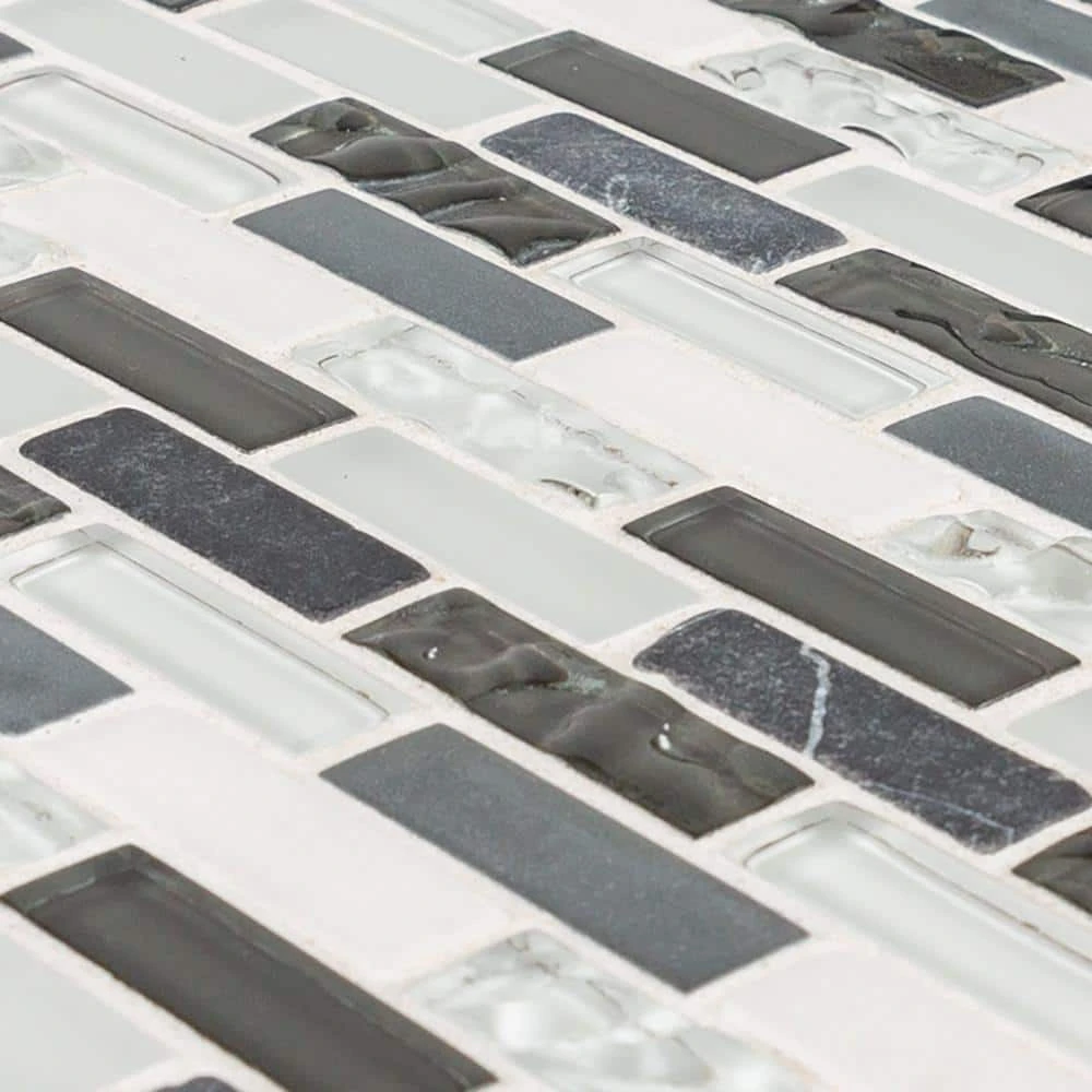 Silver Tradition Mini Brick Gray 9.75 in. x 11.875 in. Interlocking Mixed Glass/Marble Mosaic Tile (8.04 sq. ft./Case) by Jeffrey Court 6 Silver Tradition Mini Brick Gray 9.75 in. x 11.875 in. Interlocking Mixed Glass/Marble Mosaic Tile (8.04 sq. ft./Case) by Jeffrey Court - Image 4