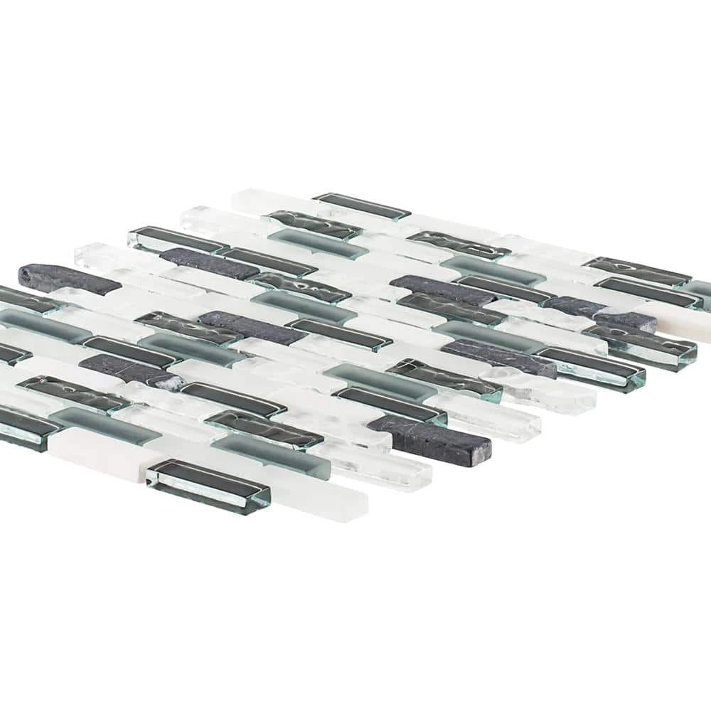 Silver Tradition Mini Brick Gray 9.75 in. x 11.875 in. Interlocking Mixed Glass/Marble Mosaic Tile (8.04 sq. ft./Case) by Jeffrey Court 5 Silver Tradition Mini Brick Gray 9.75 in. x 11.875 in. Interlocking Mixed Glass/Marble Mosaic Tile (8.04 sq. ft./Case) by Jeffrey Court - Image 3