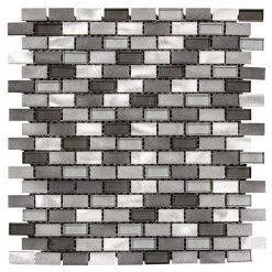 Stealth Grey 11.875 in. x 11.25 in. Interlocking Gloss Glass/Matte Metal Wall Mosaic Tile (9.27 sq. ft./Case) by Jeffrey Court