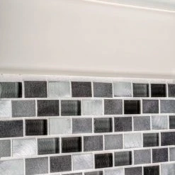 Stealth Grey 11.875 in. x 11.25 in. Interlocking Gloss Glass/Matte Metal Wall Mosaic Tile (9.27 sq. ft./Case) by Jeffrey Court -Tile Elegant Shop gray jeffrey court glass tile 99588 c3 1000