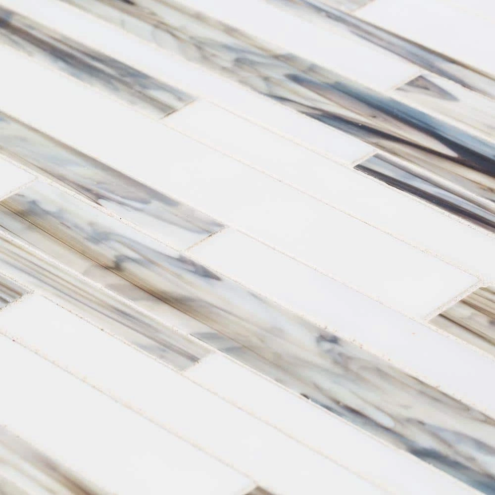 Coastal Skies Grey 11.875 in. x 11.75 in. Interlocking Glossy Glass Mosaic Tile (0.968 sq. ft./Each) by Jeffrey Court 7 Coastal Skies Grey 11.875 in. x 11.75 in. Interlocking Glossy Glass Mosaic Tile (0.968 sq. ft./Each) by Jeffrey Court - Image 5