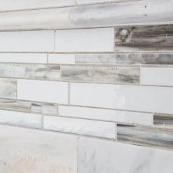 Coastal Skies Grey 11.875 in. x 11.75 in. Interlocking Glossy Glass Mosaic Tile (0.968 sq. ft./Each) by Jeffrey Court 10 Coastal Skies Grey 11.875 in. x 11.75 in. Interlocking Glossy Glass Mosaic Tile (0.968 sq. ft./Each) by Jeffrey Court -Tile Elegant Shop gray jeffrey court glass tile 99590 a0 1000