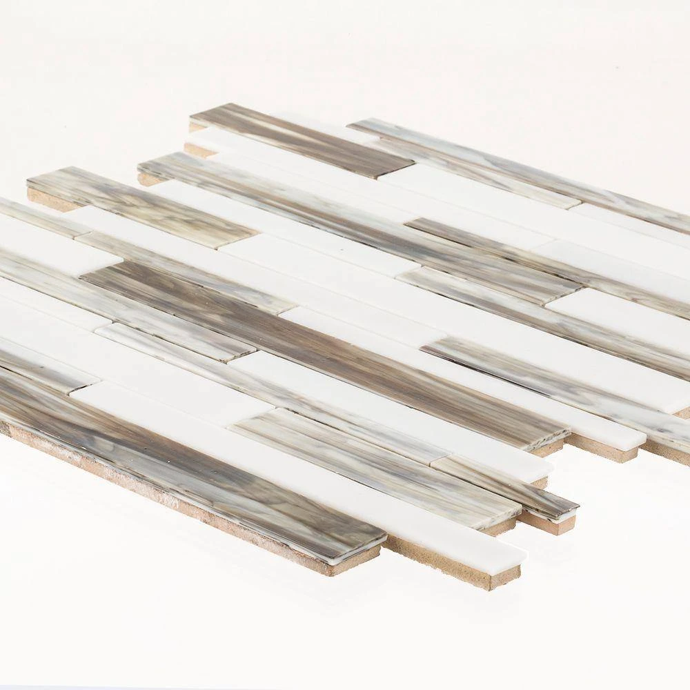 Coastal Skies Grey 11.875 in. x 11.75 in. Interlocking Glossy Glass Mosaic Tile (0.968 sq. ft./Each) by Jeffrey Court 8 Coastal Skies Grey 11.875 in. x 11.75 in. Interlocking Glossy Glass Mosaic Tile (0.968 sq. ft./Each) by Jeffrey Court - Image 6