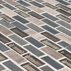 Coal Mine Gray 11.5 in. x 11.625 in. Interlocking Mixed Glass and Stone Mosaic Tile (14.99 sq. ft./Case) by Jeffrey Court 11 Coal Mine Gray 11.5 in. x 11.625 in. Interlocking Mixed Glass and Stone Mosaic Tile (14.99 sq. ft./Case) by Jeffrey Court -Tile Elegant Shop gray jeffrey court glass tile 99620 1d 1000