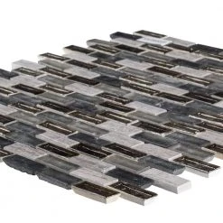 Coal Mine Gray 11.5 in. x 11.625 in. Interlocking Mixed Glass and Stone Mosaic Tile (14.99 sq. ft./Case) by Jeffrey Court 9 Coal Mine Gray 11.5 in. x 11.625 in. Interlocking Mixed Glass and Stone Mosaic Tile (14.99 sq. ft./Case) by Jeffrey Court -Tile Elegant Shop gray jeffrey court glass tile 99620 40 1000