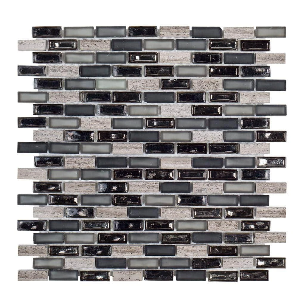 Coal Mine Gray 11.5 in. x 11.625 in. Interlocking Mixed Glass and Stone Mosaic Tile (14.99 sq. ft./Case) by Jeffrey Court 3 Coal Mine Gray 11.5 in. x 11.625 in. Interlocking Mixed Glass and Stone Mosaic Tile (14.99 sq. ft./Case) by Jeffrey Court