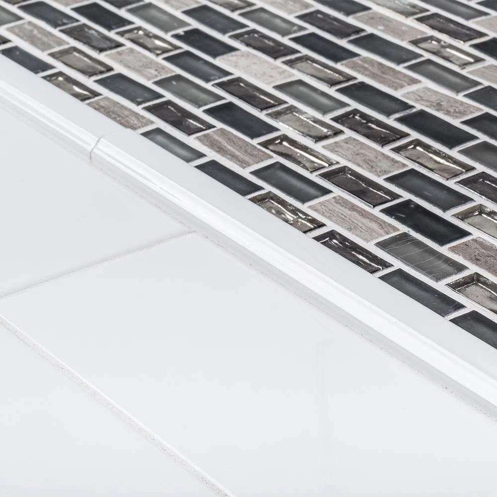 Coal Mine Gray 11.5 in. x 11.625 in. Interlocking Mixed Glass and Stone Mosaic Tile (14.99 sq. ft./Case) by Jeffrey Court 6 Coal Mine Gray 11.5 in. x 11.625 in. Interlocking Mixed Glass and Stone Mosaic Tile (14.99 sq. ft./Case) by Jeffrey Court - Image 4