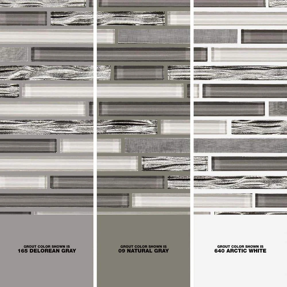 Waves of Grey/Silver 11.875 in. x 11.375 in. Interlocking Glossy Glass/Metal Mosaic Tile (0.938 sq. ft./Each) by Jeffrey Court 7 Waves of Grey/Silver 11.875 in. x 11.375 in. Interlocking Glossy Glass/Metal Mosaic Tile (0.938 sq. ft./Each) by Jeffrey Court - Image 5
