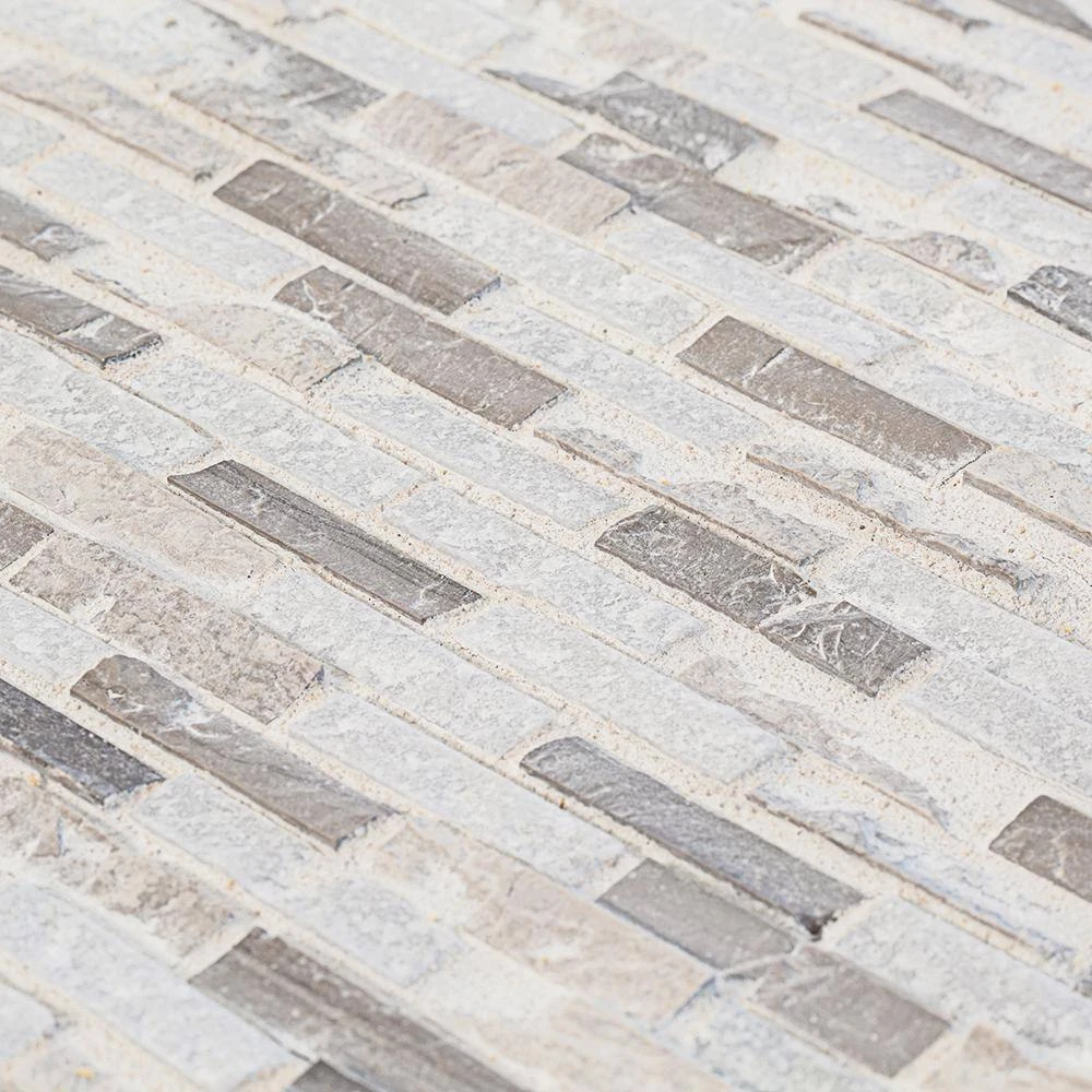 Whispering Cliffs Gray 11.125 in. x 12.25 in. Interlocking Mixed Limestone and Marble Mosaic Tile (9.46 sq. ft./Case) by Jeffrey Court 7 Whispering Cliffs Gray 11.125 in. x 12.25 in. Interlocking Mixed Limestone and Marble Mosaic Tile (9.46 sq. ft./Case) by Jeffrey Court - Image 5