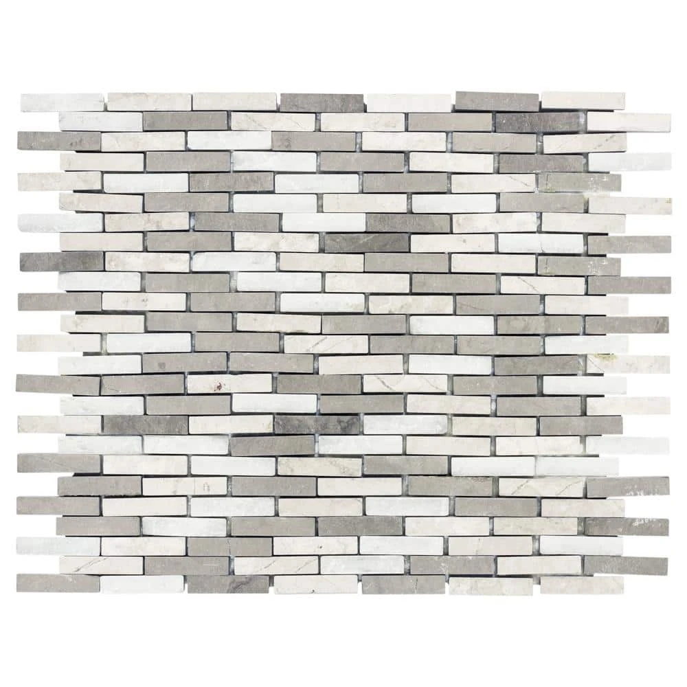 Whispering Cliffs Gray 11.125 in. x 12.25 in. Interlocking Mixed Limestone and Marble Mosaic Tile (9.46 sq. ft./Case) by Jeffrey Court 3 Whispering Cliffs Gray 11.125 in. x 12.25 in. Interlocking Mixed Limestone and Marble Mosaic Tile (9.46 sq. ft./Case) by Jeffrey Court