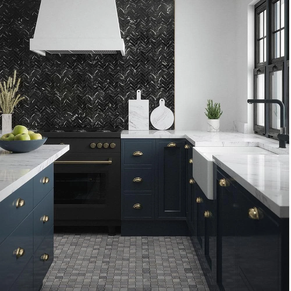Fortune Grey 11.625 in. x 11.625 in. Polished White/Grey Squares Marble Wall/Floor Mosaic Tile (9.38 sq. ft./Case) by Jeffrey Court 6 Fortune Grey 11.625 in. x 11.625 in. Polished White/Grey Squares Marble Wall/Floor Mosaic Tile (9.38 sq. ft./Case) by Jeffrey Court - Image 4