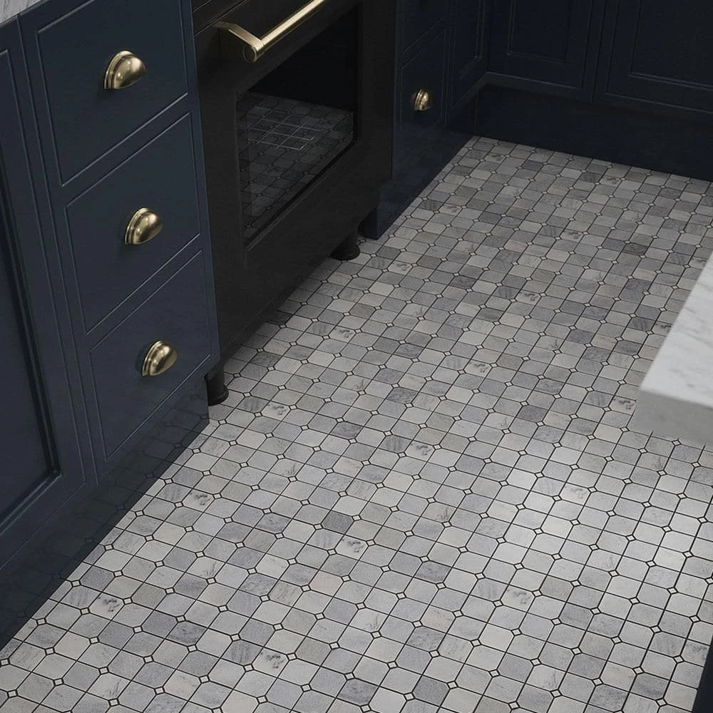 Fortune Grey 11.625 in. x 11.625 in. Polished White/Grey Squares Marble Wall/Floor Mosaic Tile (9.38 sq. ft./Case) by Jeffrey Court 4 Fortune Grey 11.625 in. x 11.625 in. Polished White/Grey Squares Marble Wall/Floor Mosaic Tile (9.38 sq. ft./Case) by Jeffrey Court - Image 2