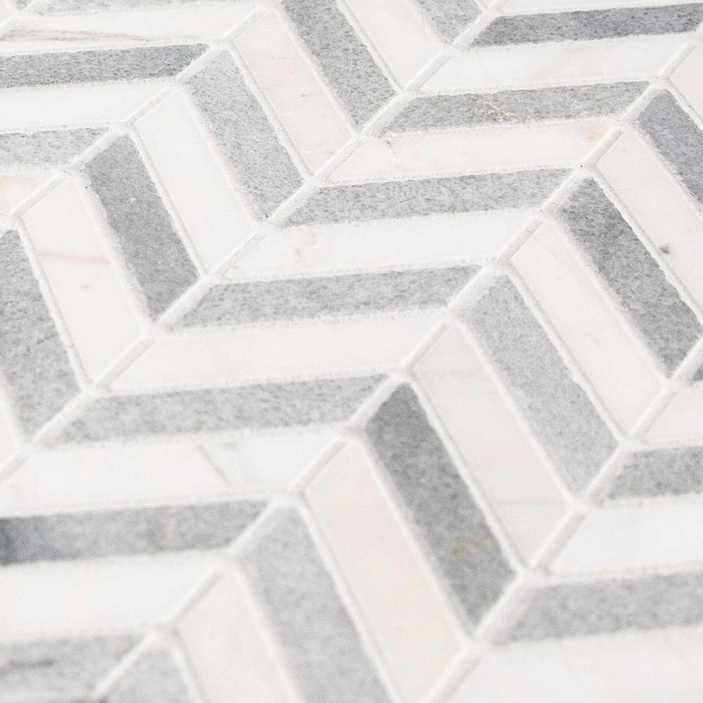 Jetwing White/Grey 10.75 in. x 11.875 in. Chevron Polished White/Grey Marble Wall/Floor Mosaic Tile (8.86 sq. ft./Case) by Jeffrey Court 7 Jetwing White/Grey 10.75 in. x 11.875 in. Chevron Polished White/Grey Marble Wall/Floor Mosaic Tile (8.86 sq. ft./Case) by Jeffrey Court - Image 5