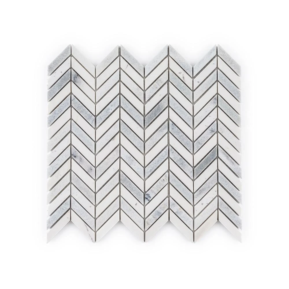 Jetwing White/Grey 10.75 in. x 11.875 in. Chevron Polished White/Grey Marble Wall/Floor Mosaic Tile (8.86 sq. ft./Case) by Jeffrey Court 3 Jetwing White/Grey 10.75 in. x 11.875 in. Chevron Polished White/Grey Marble Wall/Floor Mosaic Tile (8.86 sq. ft./Case) by Jeffrey Court
