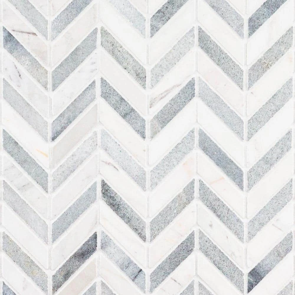 Jetwing White/Grey 10.75 in. x 11.875 in. Chevron Polished White/Grey Marble Wall/Floor Mosaic Tile (8.86 sq. ft./Case) by Jeffrey Court 6 Jetwing White/Grey 10.75 in. x 11.875 in. Chevron Polished White/Grey Marble Wall/Floor Mosaic Tile (8.86 sq. ft./Case) by Jeffrey Court - Image 4