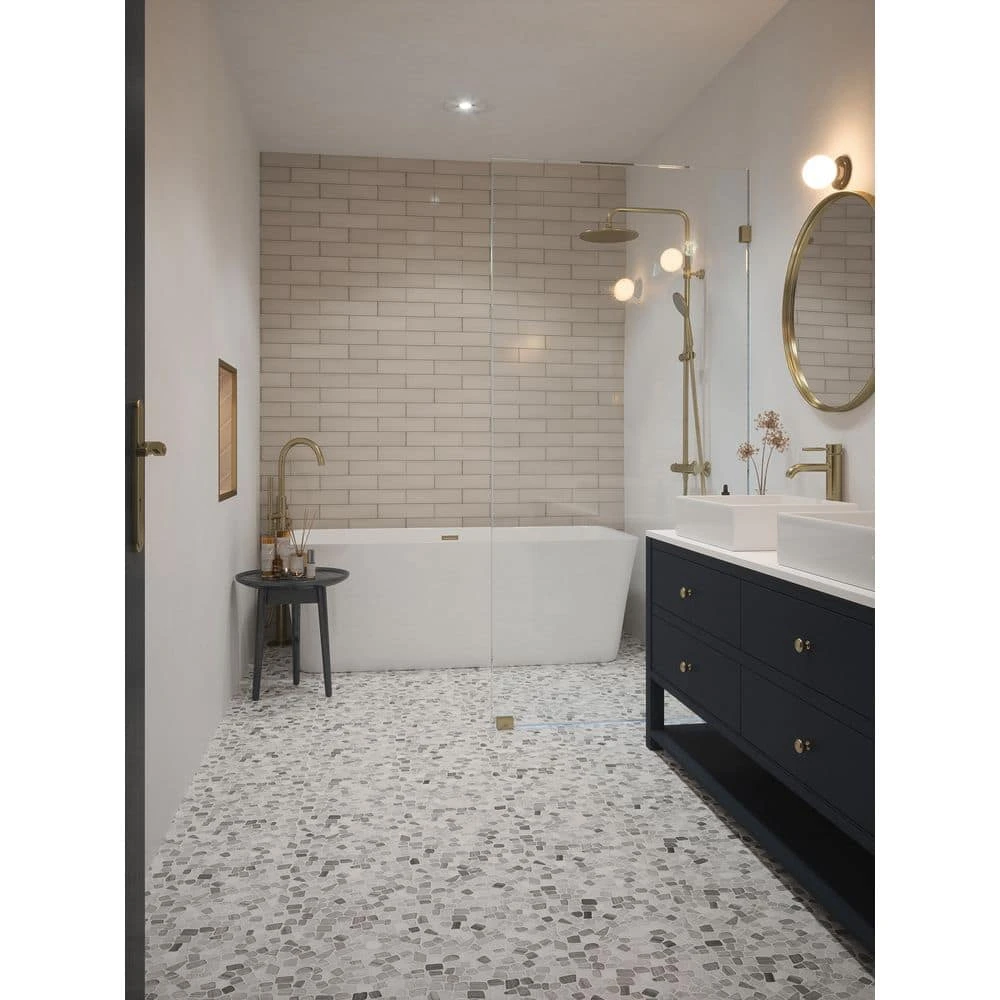 Bailey Grey Pebble 12 in. x 12 in. Honed Grey Limestone Wall and Floor Mosaic Tile (1 sq. ft./Each) by Jeffrey Court 4 Bailey Grey Pebble 12 in. x 12 in. Honed Grey Limestone Wall and Floor Mosaic Tile (1 sq. ft./Each) by Jeffrey Court - Image 2