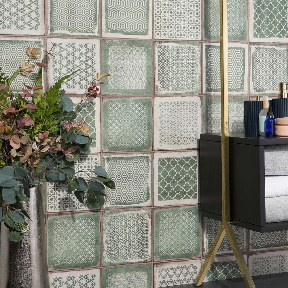 Santa Fe Deco Green 7.87 in. x 7.87 in. Matte Porcelain Floor and Wall Tile (10.32 sq. ft. / Case) by Ivy Hill Tile 4 Santa Fe Deco Green 7.87 in. x 7.87 in. Matte Porcelain Floor and Wall Tile (10.32 sq. ft. / Case) by Ivy Hill Tile - Image 2