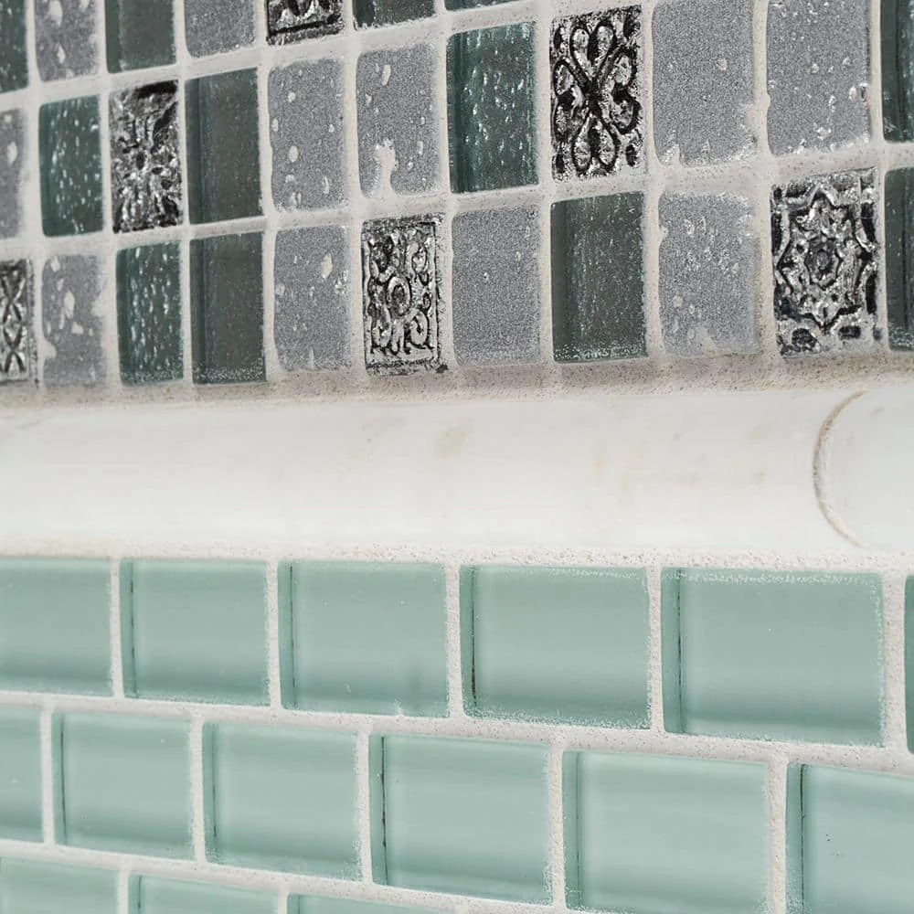 Glacier Ice Green 11.625 in. x 11.75 in. Interlocking Gloss Glass Mosaic Tile (9.48 sq. ft./Case) by Jeffrey Court 6 Glacier Ice Green 11.625 in. x 11.75 in. Interlocking Gloss Glass Mosaic Tile (9.48 sq. ft./Case) by Jeffrey Court - Image 4