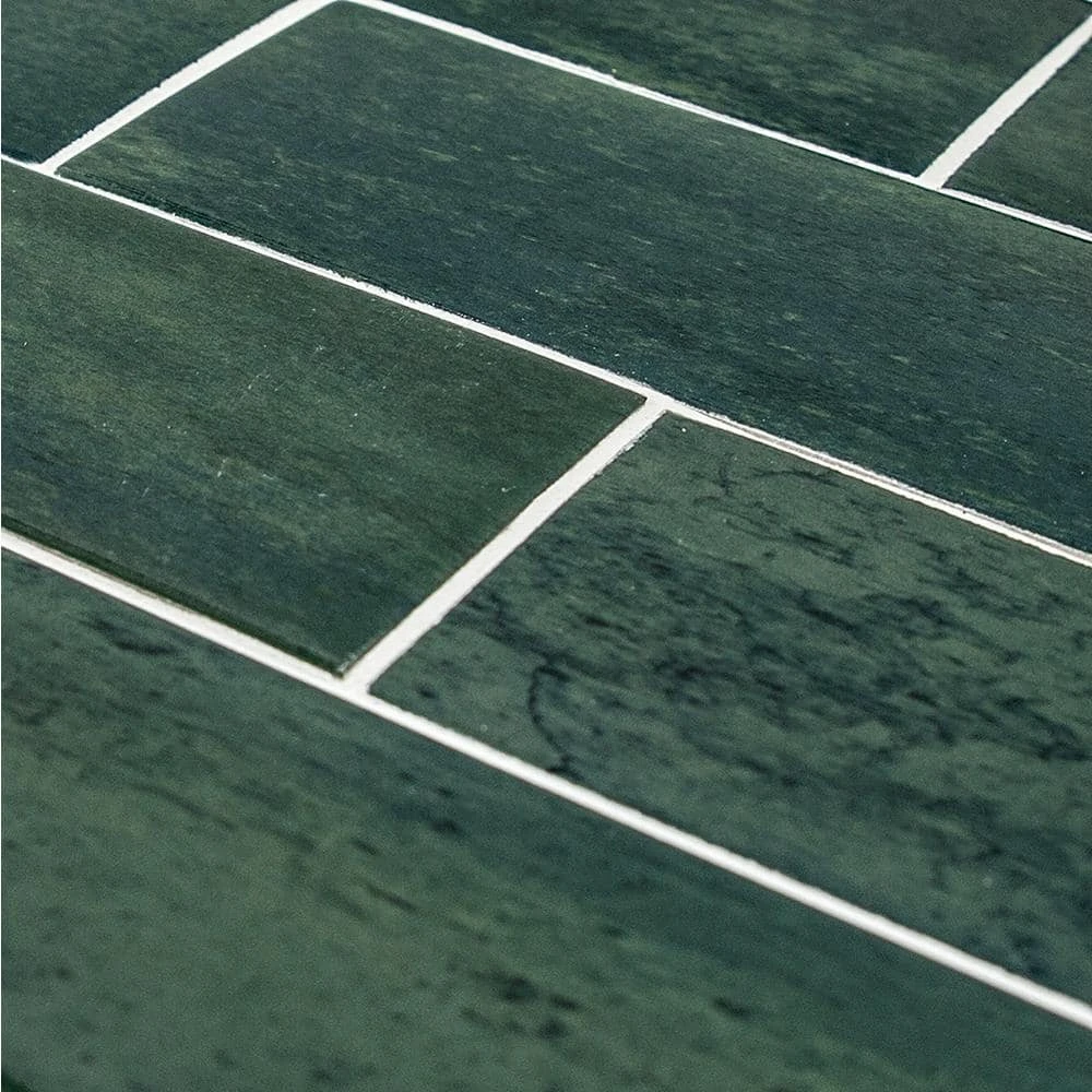 Typhoon Green 3 in. x 18 in. Subway Gloss Porcelain Wall and Floor Tile (10.76 sq. ft./Case) by Jeffrey Court 6 Typhoon Green 3 in. x 18 in. Subway Gloss Porcelain Wall and Floor Tile (10.76 sq. ft./Case) by Jeffrey Court - Image 4