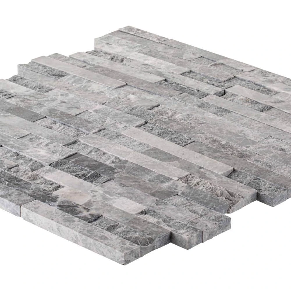 Fortress Split Face Grey 11.75 in. x 12 in. Interlocking Split Face Marble Mosaic Tile (9.79 sq. ft./Case) by Jeffrey Court 5 Fortress Split Face Grey 11.75 in. x 12 in. Interlocking Split Face Marble Mosaic Tile (9.79 sq. ft./Case) by Jeffrey Court - Image 3