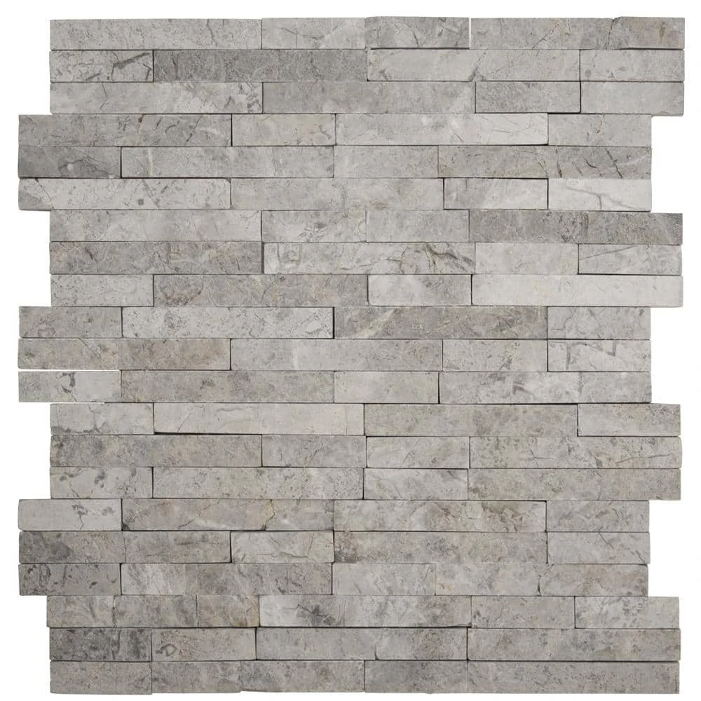 Fortress Split Face Grey 11.75 in. x 12 in. Interlocking Split Face Marble Mosaic Tile (9.79 sq. ft./Case) by Jeffrey Court 3 Fortress Split Face Grey 11.75 in. x 12 in. Interlocking Split Face Marble Mosaic Tile (9.79 sq. ft./Case) by Jeffrey Court