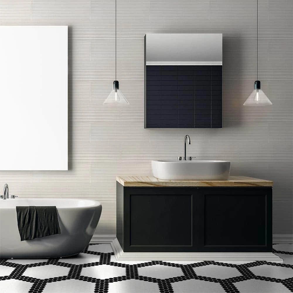 Ivory Lines 9.8 in. x 28.7 in. Matte Ceramic Wall Tile (15.71 sq. ft./Case) by Jeffrey Court 5 Ivory Lines 9.8 in. x 28.7 in. Matte Ceramic Wall Tile (15.71 sq. ft./Case) by Jeffrey Court - Image 3