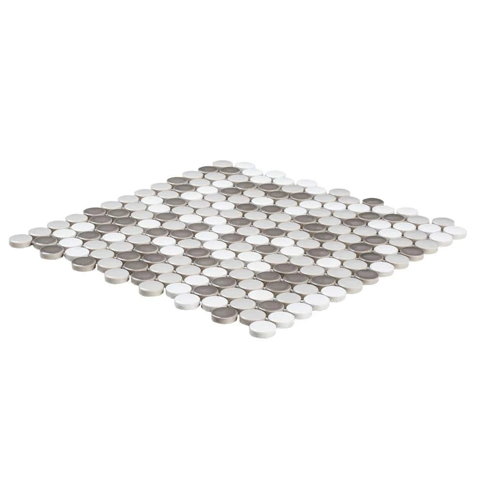 Carousel Gray 10.63 in. x 10.75 in. Penny Round Glossy Porcelain Wall and Floor Mosaic Tile (11.90 sq. ft./Case) by Jeffrey Court 5 Carousel Gray 10.63 in. x 10.75 in. Penny Round Glossy Porcelain Wall and Floor Mosaic Tile (11.90 sq. ft./Case) by Jeffrey Court - Image 3