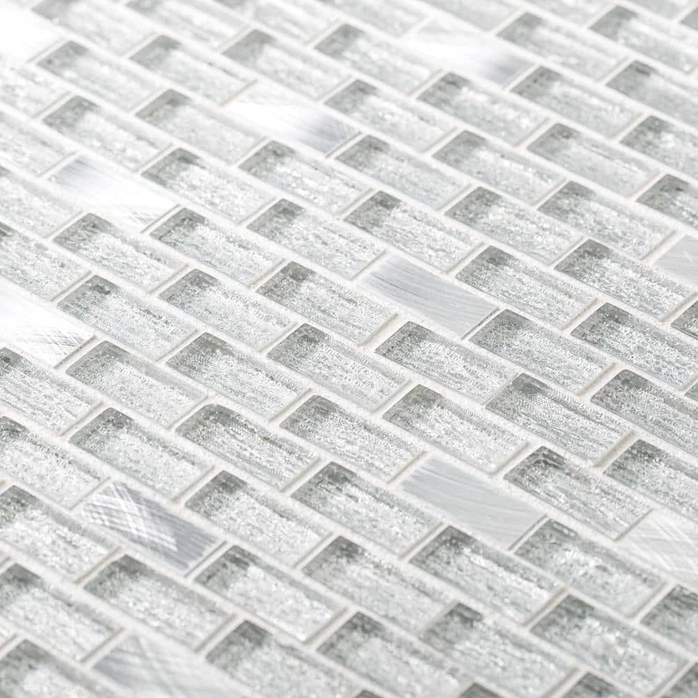 Crystal Ice Metallic 11.875 in. x 11.875 in. Interlocking Mixed Glass and Metal Mosaic Tile (9.79 sq. ft./Case) by Jeffrey Court 7 Crystal Ice Metallic 11.875 in. x 11.875 in. Interlocking Mixed Glass and Metal Mosaic Tile (9.79 sq. ft./Case) by Jeffrey Court - Image 5