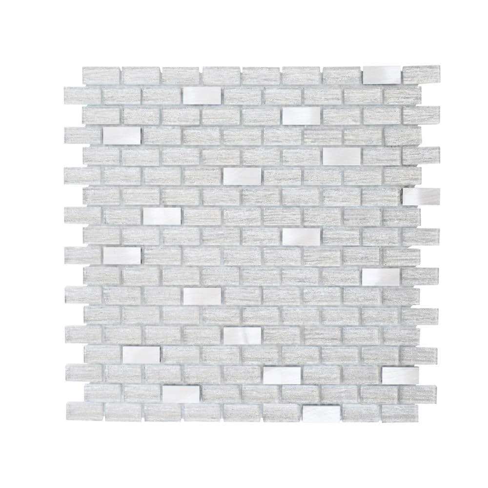 Crystal Ice Metallic 11.875 in. x 11.875 in. Interlocking Mixed Glass and Metal Mosaic Tile (9.79 sq. ft./Case) by Jeffrey Court 3 Crystal Ice Metallic 11.875 in. x 11.875 in. Interlocking Mixed Glass and Metal Mosaic Tile (9.79 sq. ft./Case) by Jeffrey Court