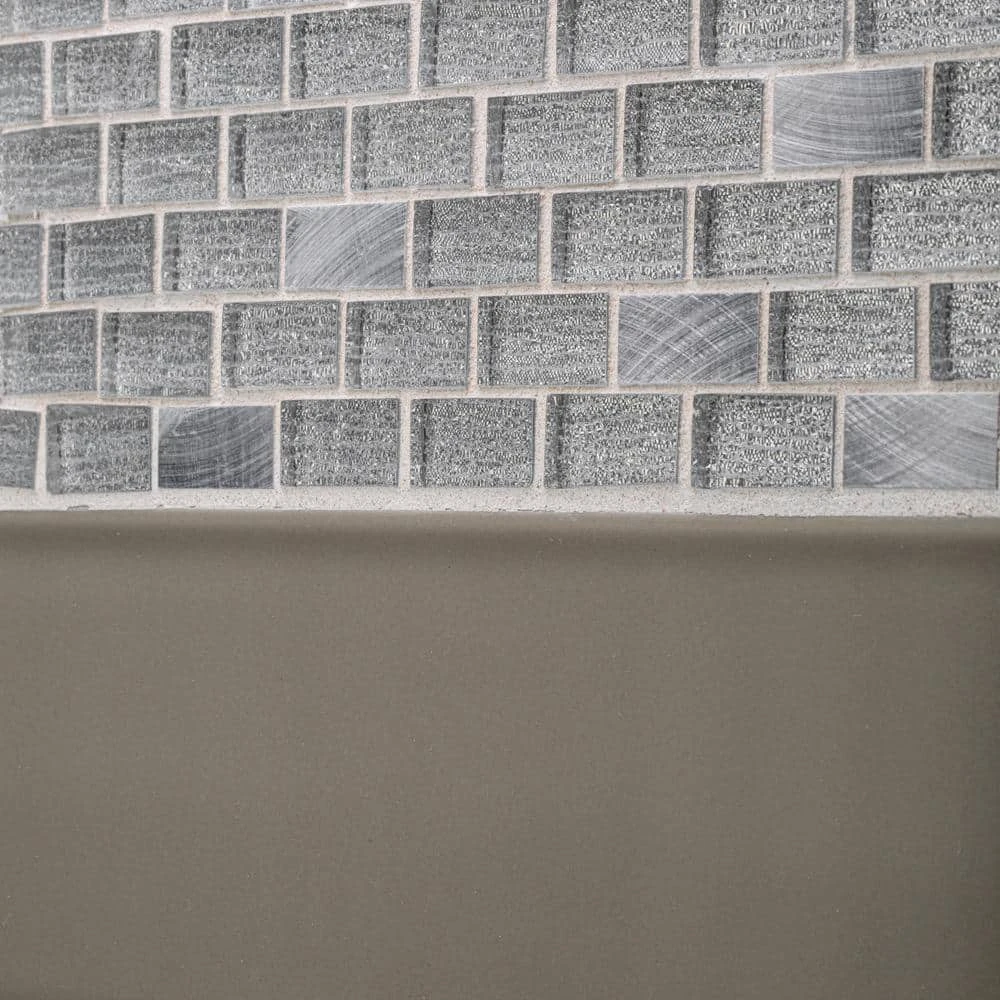 Crystal Ice Metallic 11.875 in. x 11.875 in. Interlocking Mixed Glass and Metal Mosaic Tile (9.79 sq. ft./Case) by Jeffrey Court 6 Crystal Ice Metallic 11.875 in. x 11.875 in. Interlocking Mixed Glass and Metal Mosaic Tile (9.79 sq. ft./Case) by Jeffrey Court - Image 4