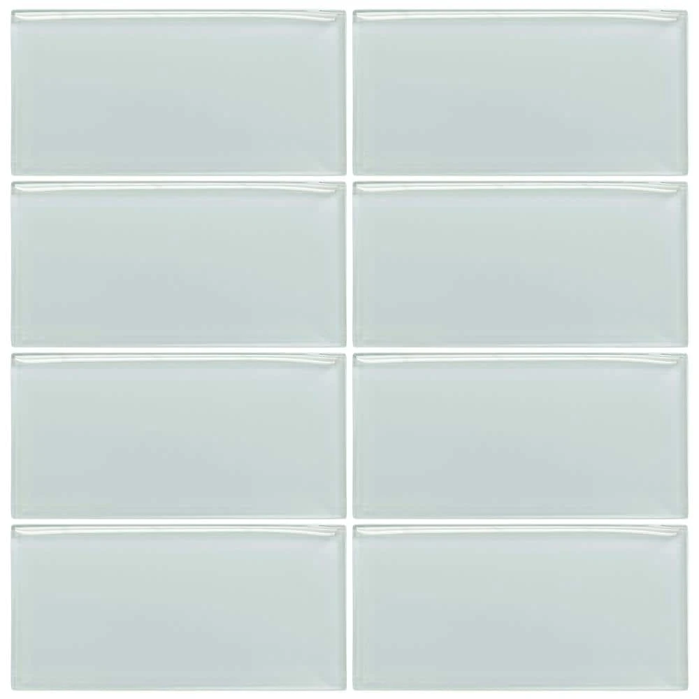 Morning Mist Blue 3 in. x 6 in. Subway Glossy Glass Wall Tile (10 sq. ft./Case) by Jeffrey Court 3 Morning Mist Blue 3 in. x 6 in. Subway Glossy Glass Wall Tile (10 sq. ft./Case) by Jeffrey Court