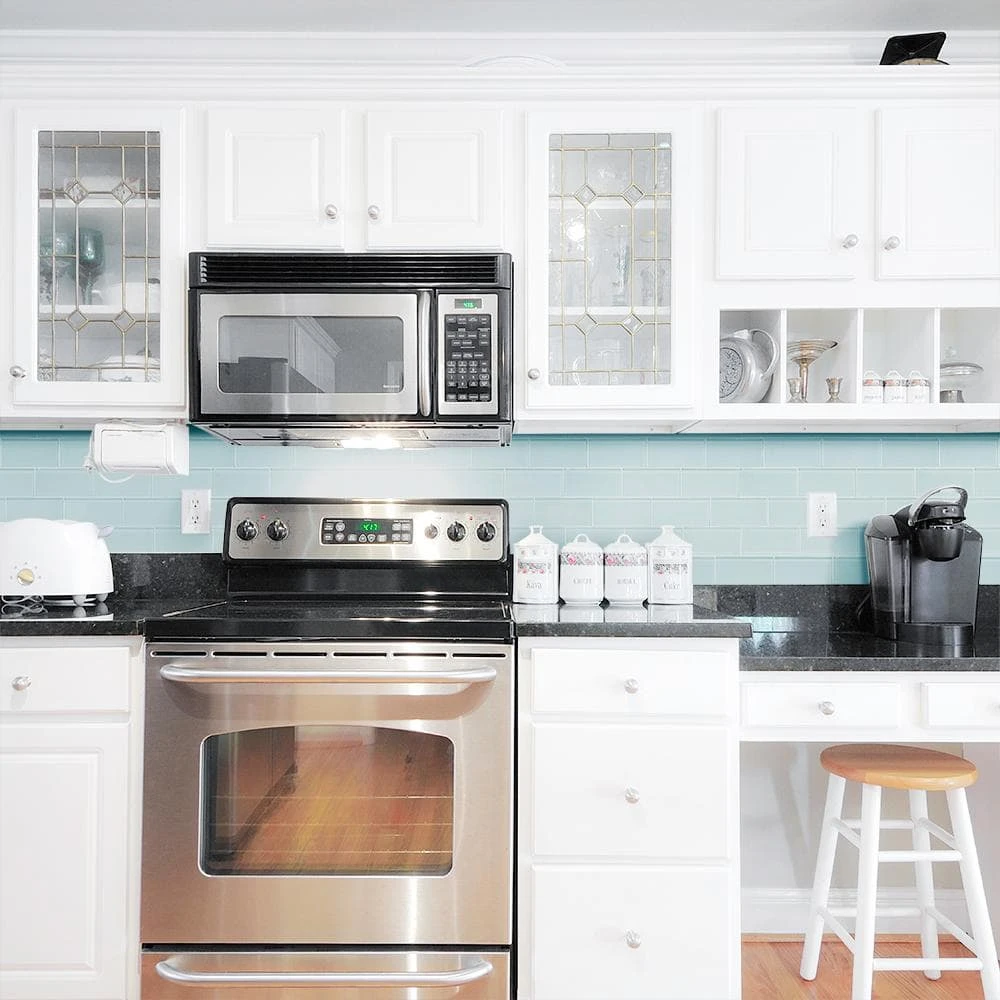 Morning Mist Blue 3 in. x 6 in. Subway Glossy Glass Wall Tile (10 sq. ft./Case) by Jeffrey Court 4 Morning Mist Blue 3 in. x 6 in. Subway Glossy Glass Wall Tile (10 sq. ft./Case) by Jeffrey Court - Image 2