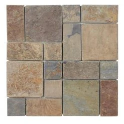 Rust Block Medley 11.75 in. x 11.75 in. Slate Wall and Floor Mosaic Tile (0.938 sq. ft./Each) by Jeffrey Court
