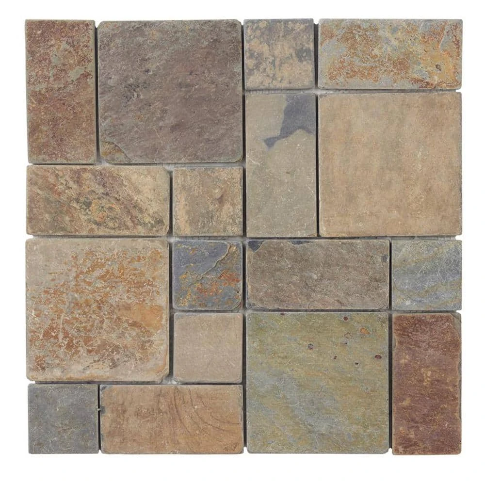 Rust Block Medley 11.75 in. x 11.75 in. Slate Wall and Floor Mosaic Tile (0.938 sq. ft./Each) by Jeffrey Court 3 Rust Block Medley 11.75 in. x 11.75 in. Slate Wall and Floor Mosaic Tile (0.938 sq. ft./Each) by Jeffrey Court
