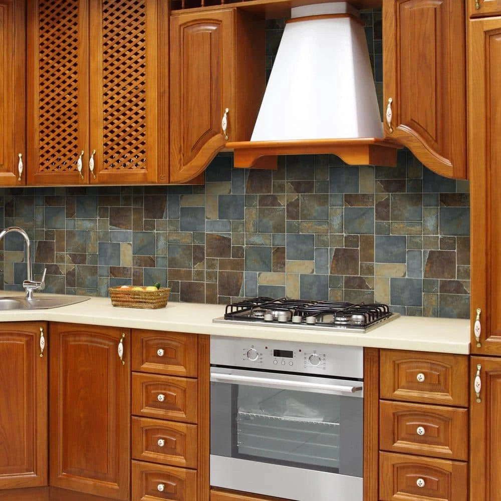 Rust Block Medley 11.75 in. x 11.75 in. Slate Wall and Floor Mosaic Tile (0.938 sq. ft./Each) by Jeffrey Court 4 Rust Block Medley 11.75 in. x 11.75 in. Slate Wall and Floor Mosaic Tile (0.938 sq. ft./Each) by Jeffrey Court - Image 2