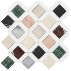 Lula Multicolor 11.92 in. x 11.92 in. Polished Marble Floor and Wall Tile (0.98 sq. ft./Each) by Ivy Hill Tile -Tile Elegant Shop multicolor ivy hill tile marble tile ext3rd106598 4f 1000