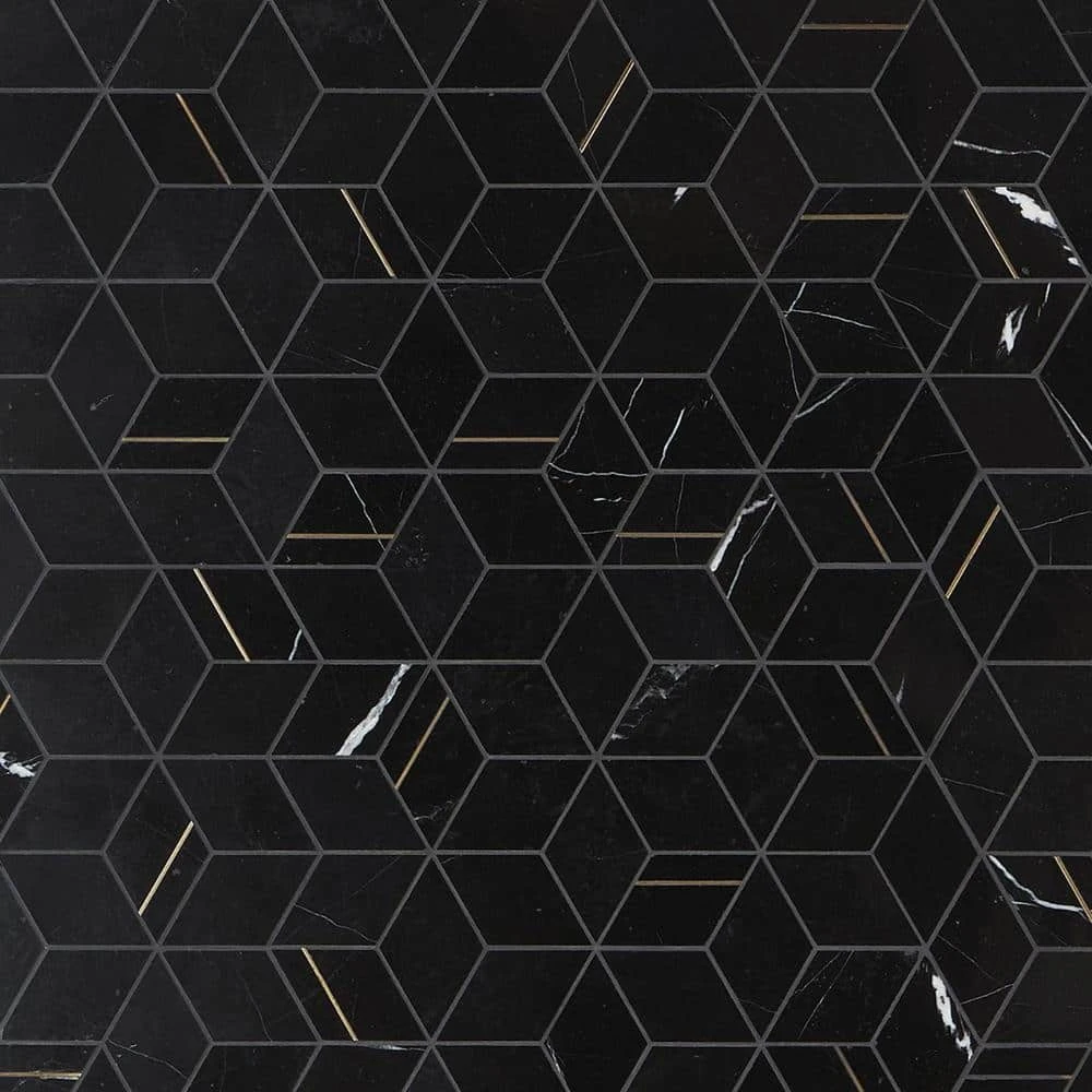 Utopia Nero 13.58 in. x 11.73 in. Polished Marble and Brass Wall Mosaic Tile (1.11 sq. ft./Each) by Ivy Hill Tile 3 Utopia Nero 13.58 in. x 11.73 in. Polished Marble and Brass Wall Mosaic Tile (1.11 sq. ft./Each) by Ivy Hill Tile