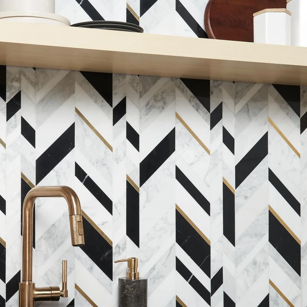 Tyra Nero 11.81 in. x 18.89 in. Polished Marble Wall Mosaic Tile (1.55 sq. ft./Each) by Ivy Hill Tile 4 Tyra Nero 11.81 in. x 18.89 in. Polished Marble Wall Mosaic Tile (1.55 sq. ft./Each) by Ivy Hill Tile - Image 2