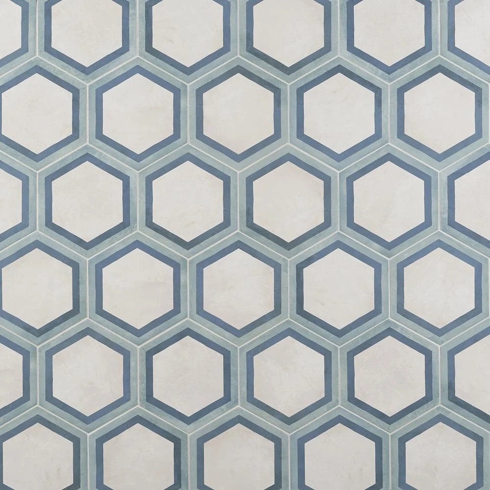 Dash Deco Ocean Cielo 8.5 in. x 9.84 in. Matte Hexagon Porcelain Floor and Wall Tile (12.66 sq. ft./Case) by Ivy Hill Tile 7 Dash Deco Ocean Cielo 8.5 in. x 9.84 in. Matte Hexagon Porcelain Floor and Wall Tile (12.66 sq. ft./Case) by Ivy Hill Tile - Image 5